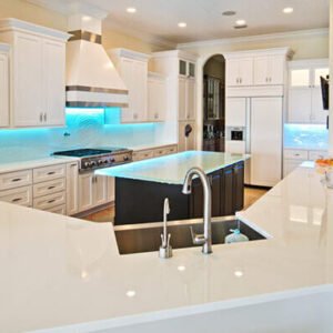 Đá Marble Trắng Sứ Ý (Porcelain White) Làm Bàn Bếp