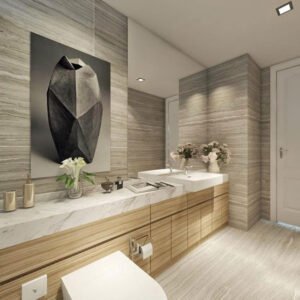 Đá Marble Xám Vân Gỗ Làm Bàn Bếp, Lavabo...