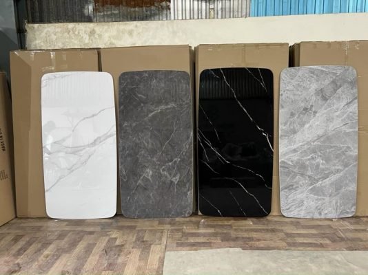 bàn ăn mặt đá trắng ceramic